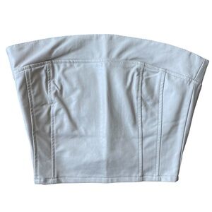 NWT Faux Leather Strapless Crop Top Bustier Corset Size M Cream by Lelis